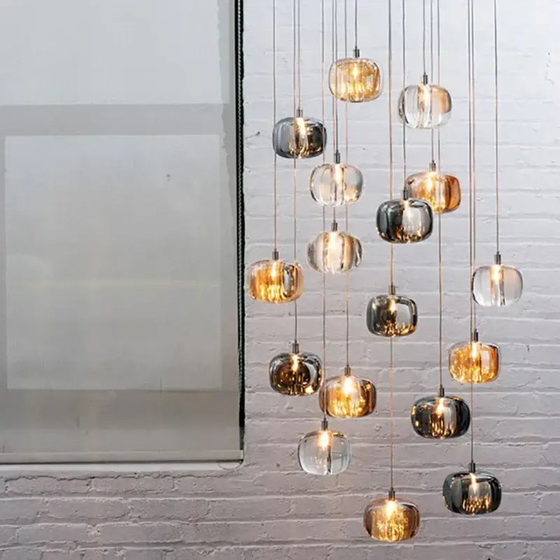 Amber Glass Orb Chandelier