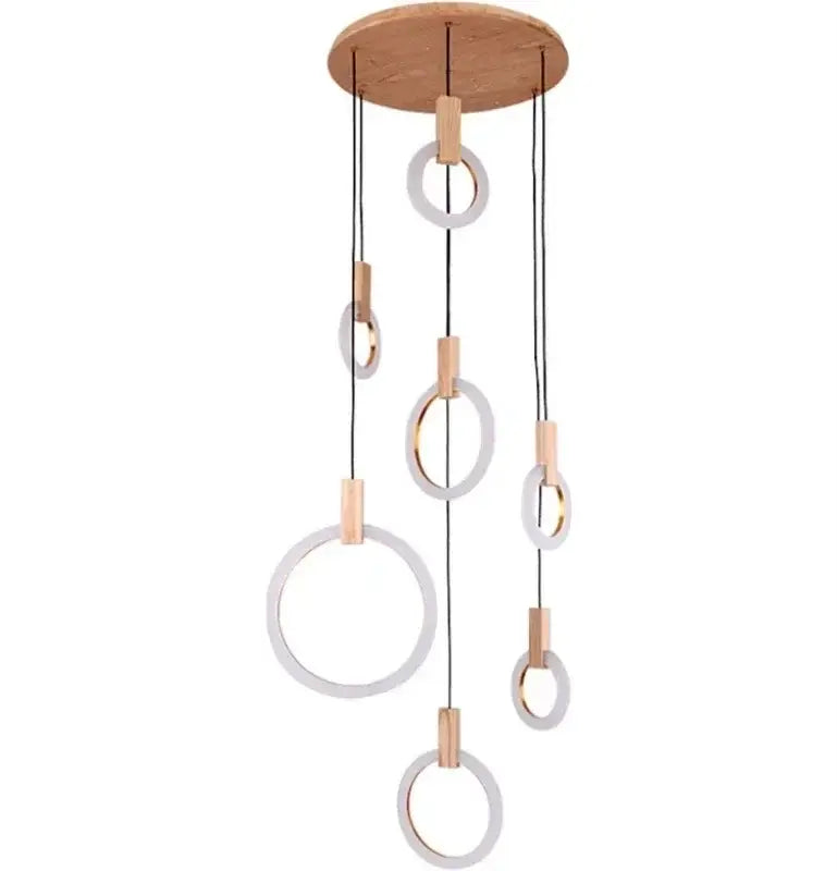 Wood LED Stair Chandelier