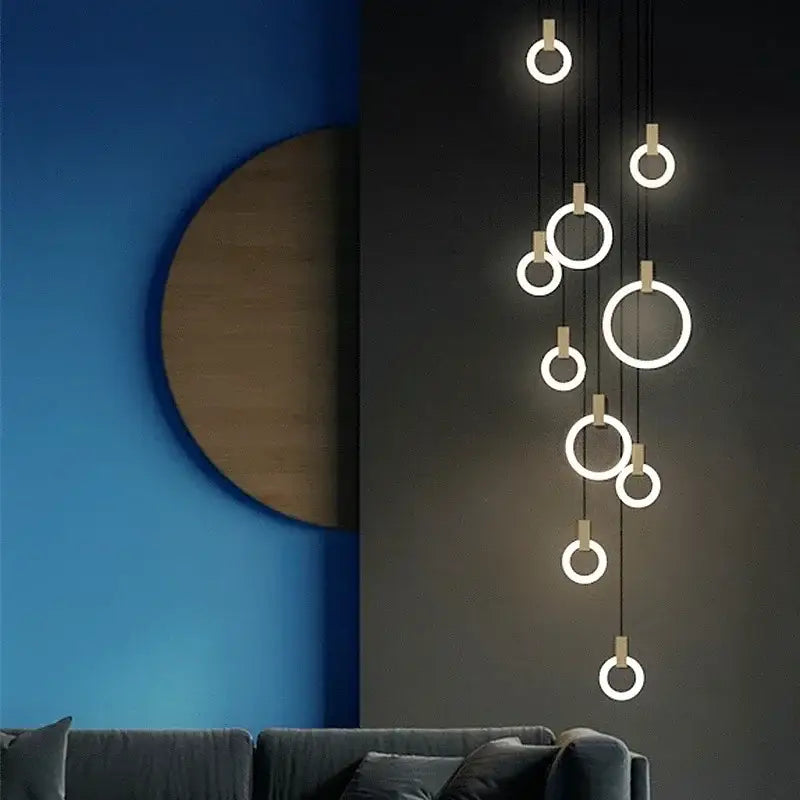 Wood LED Stair Chandelier
