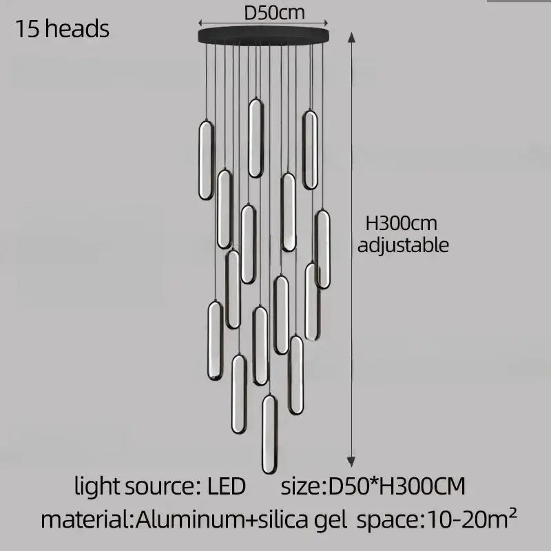 Gold Branch LED Chandelier 30-Head Staircase