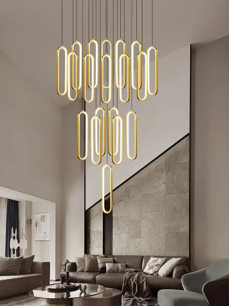Gold Branch LED Chandelier 30-Head Staircase