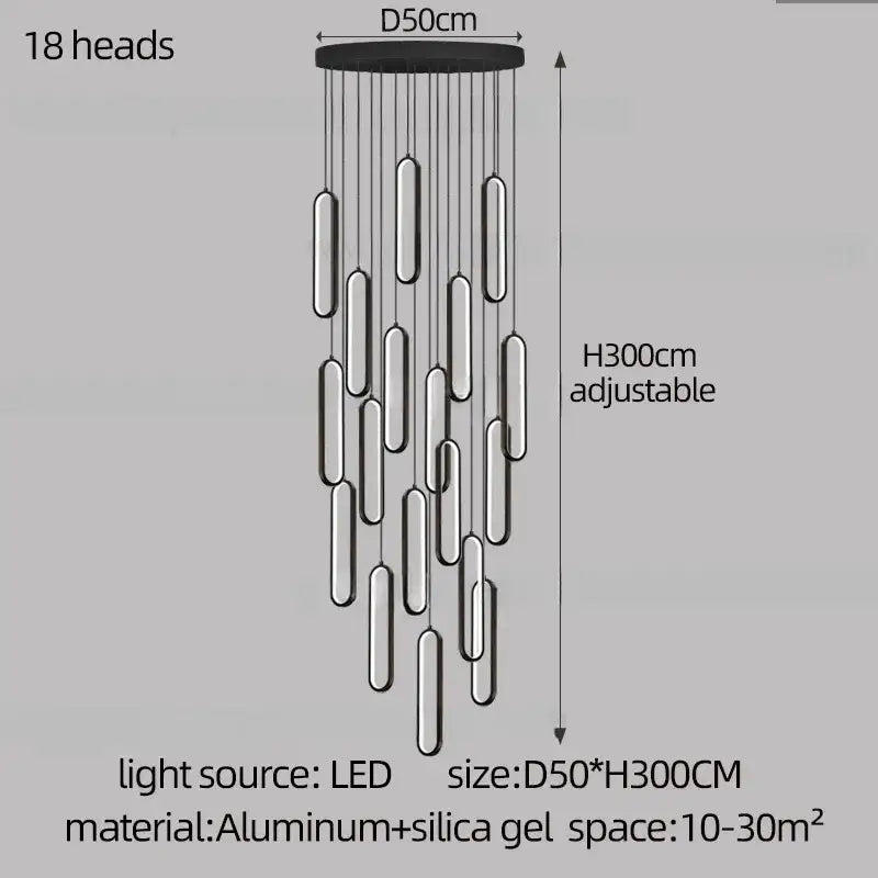 Gold Branch LED Chandelier 30-Head Staircase