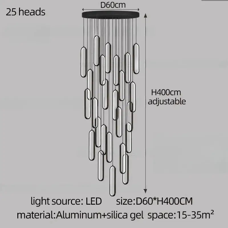 Gold Branch LED Chandelier 30-Head Staircase