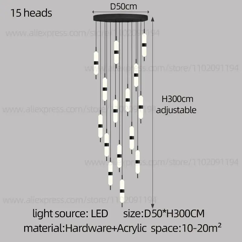 Dimmable LED Staircase Chandelier