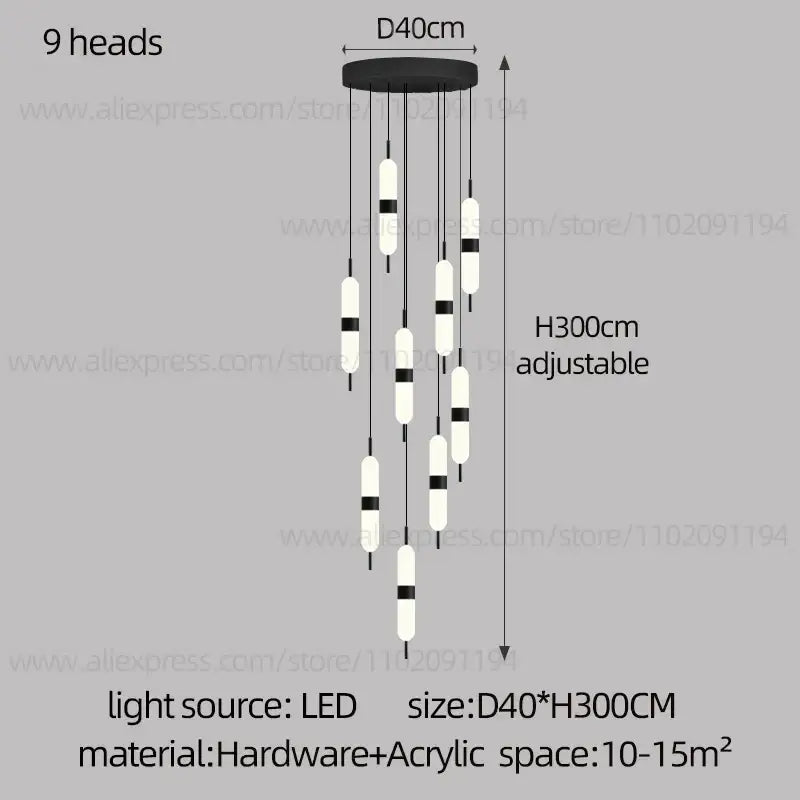 Dimmable LED Staircase Chandelier