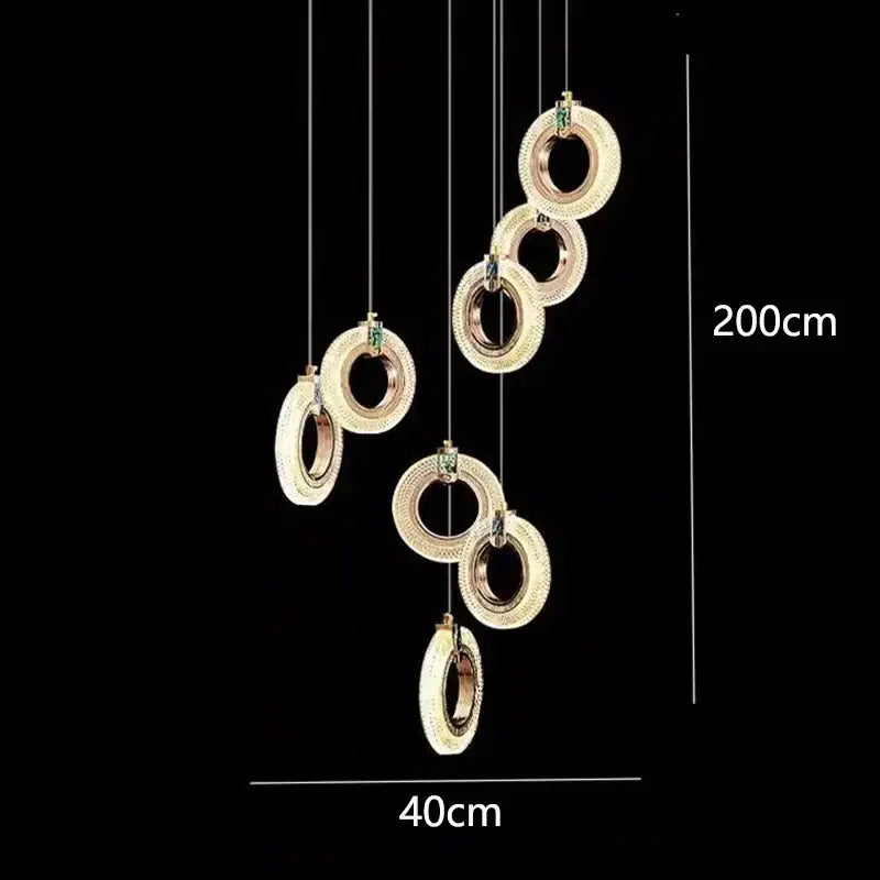 Gold Crystal Staircase Chandelier 68-Head