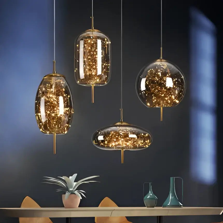 Golden Glass Starry Pendant