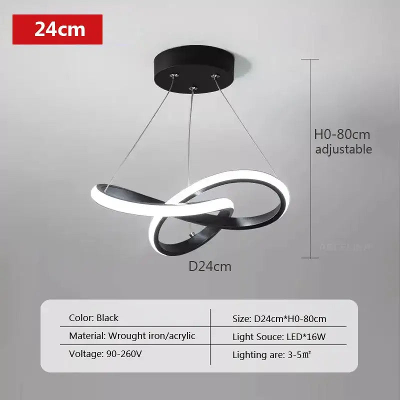Black LED Strip Pendant Light