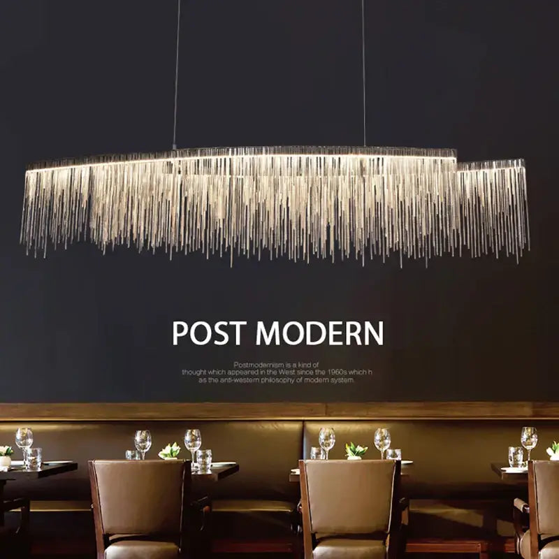 Gold Tassel LED Chandelier Rose Gold Option