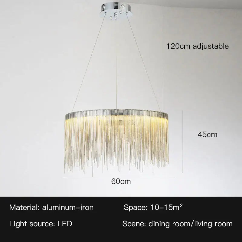 Gold Tassel LED Chandelier Rose Gold Option
