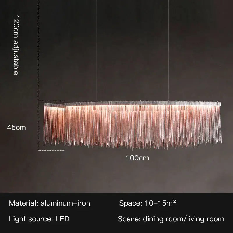 Gold Tassel LED Chandelier Rose Gold Option