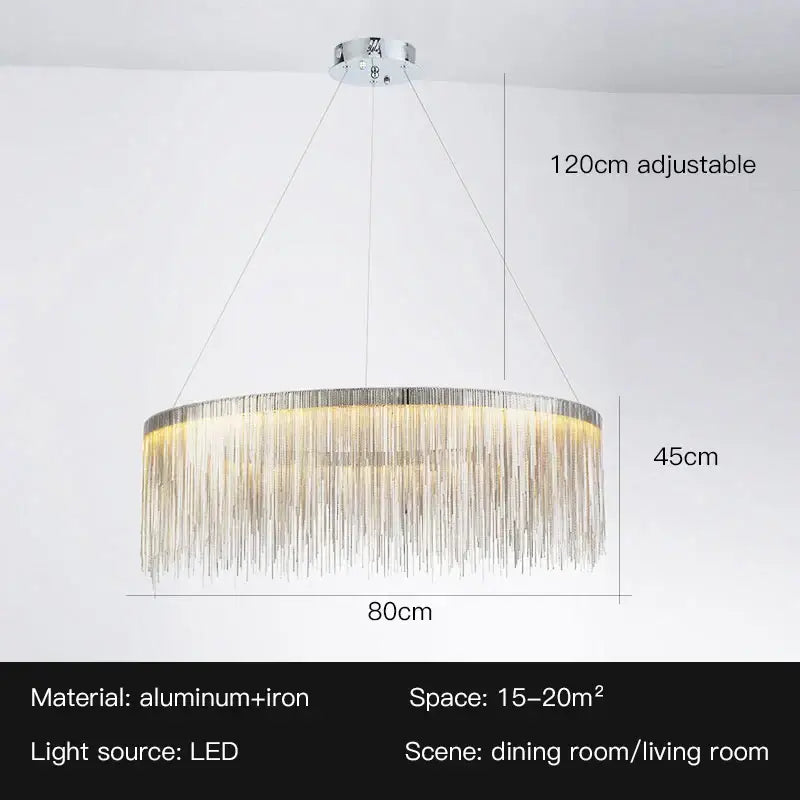 Gold Tassel LED Chandelier Rose Gold Option