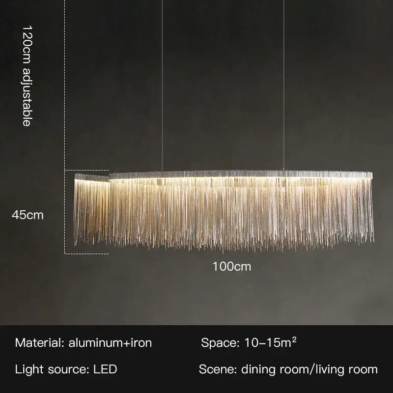 Gold Tassel LED Chandelier Rose Gold Option