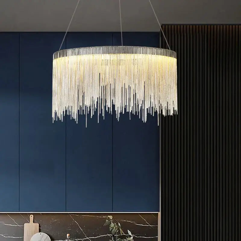 Gold Tassel LED Chandelier Rose Gold Option