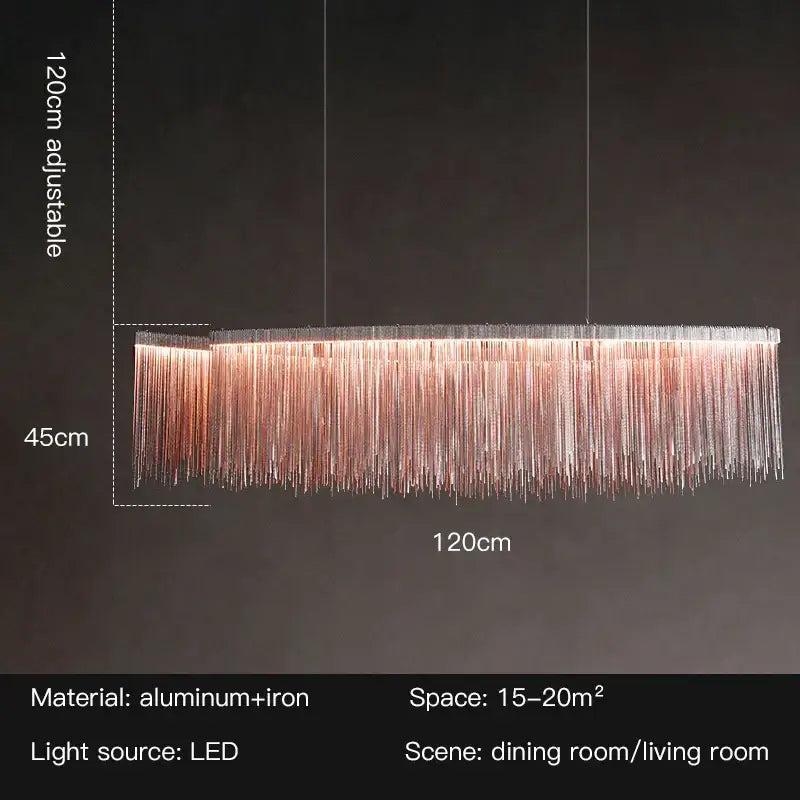 Gold Tassel LED Chandelier Rose Gold Option
