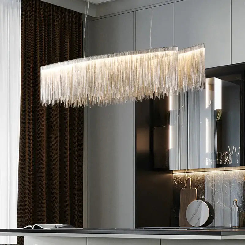 Gold Tassel LED Chandelier Rose Gold Option