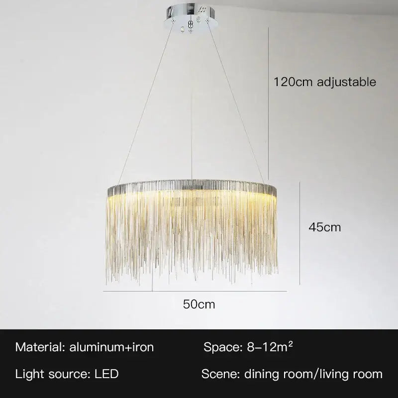 Gold Tassel LED Chandelier Rose Gold Option