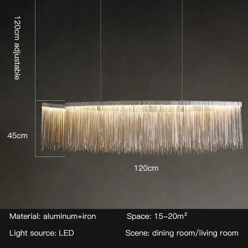 Gold Tassel LED Chandelier Rose Gold Option