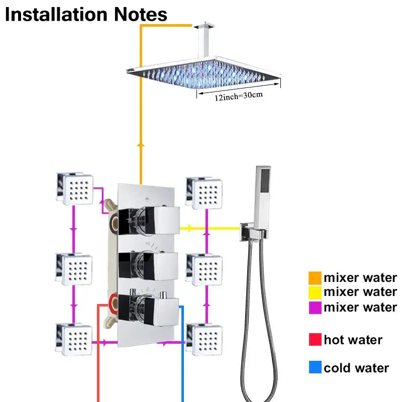 Chrome LED Shower Mixer