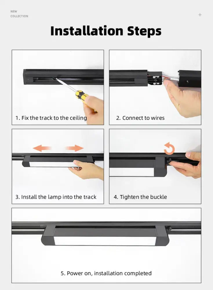 Black LED Track Light Set