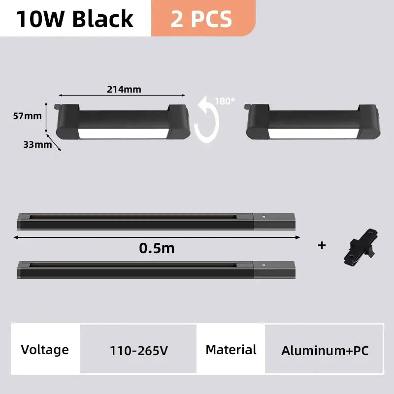 Black LED Track Light Set
