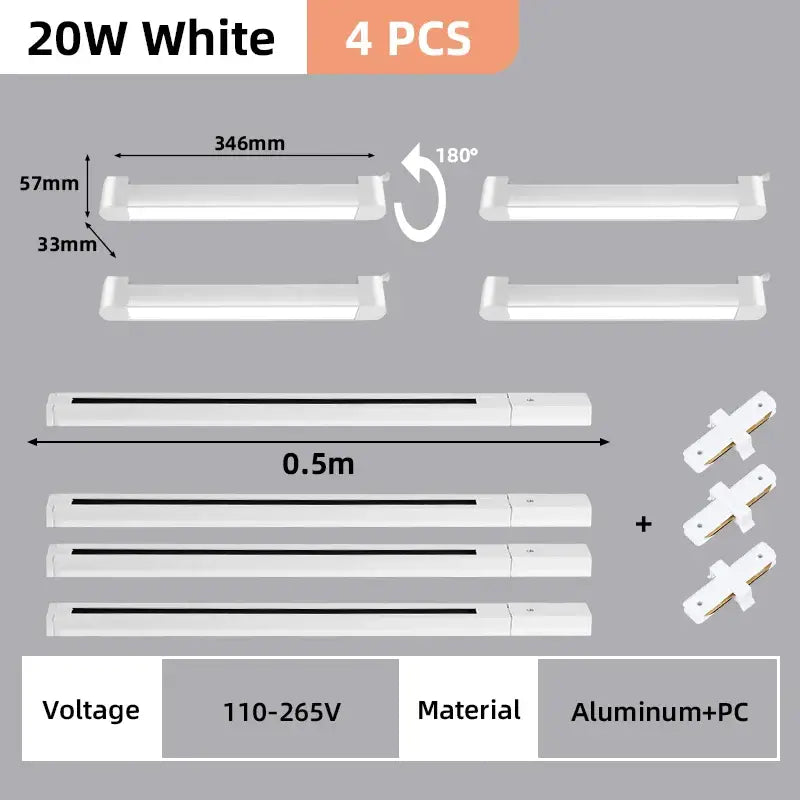 Black LED Track Light Set
