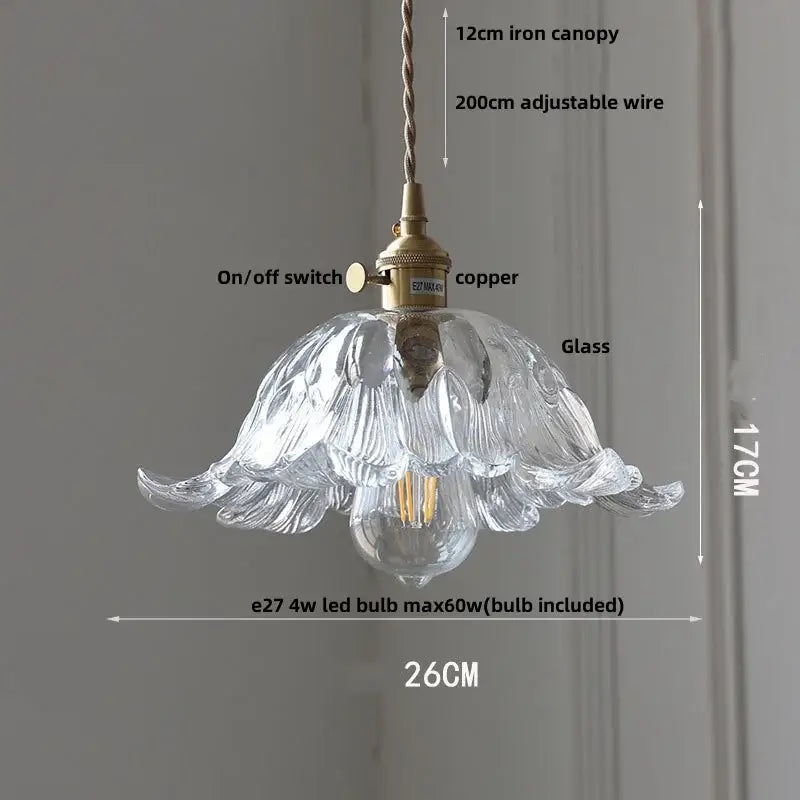 Walnut Glass Pendant Light with 3-Head Canopy