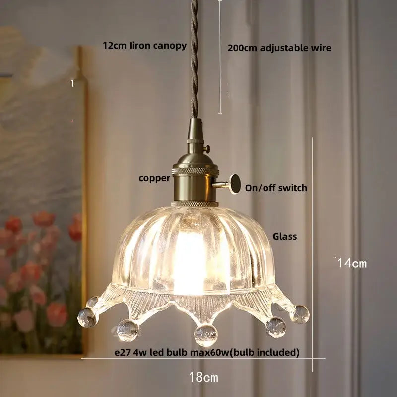 Walnut Glass Pendant Light with 3-Head Canopy