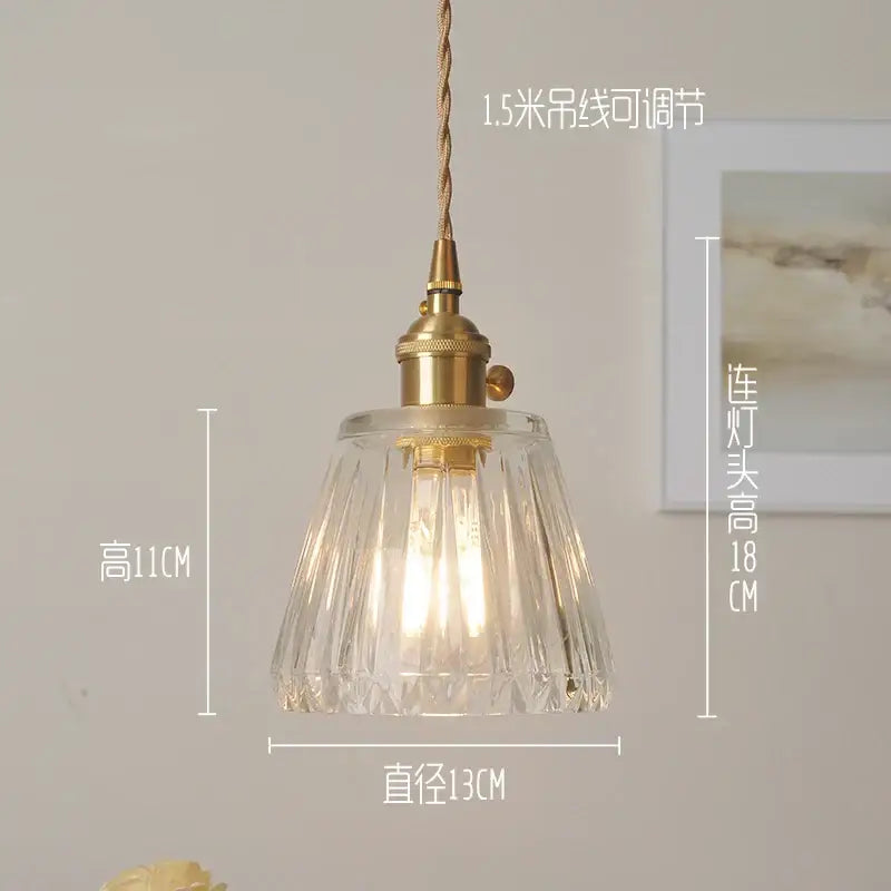 Walnut Glass Pendant Light with 3-Head Canopy