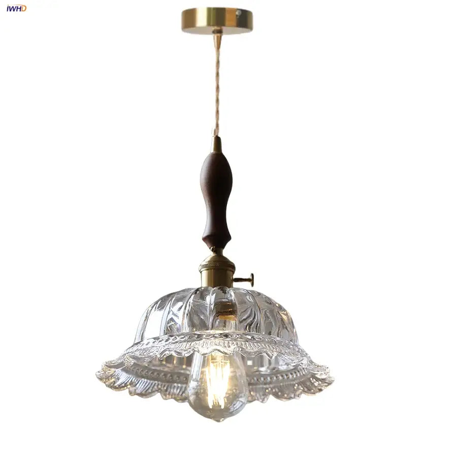 Walnut Glass Pendant Light with 3-Head Canopy