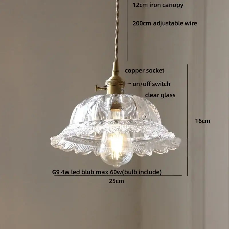 Walnut Glass Pendant Light with 3-Head Canopy