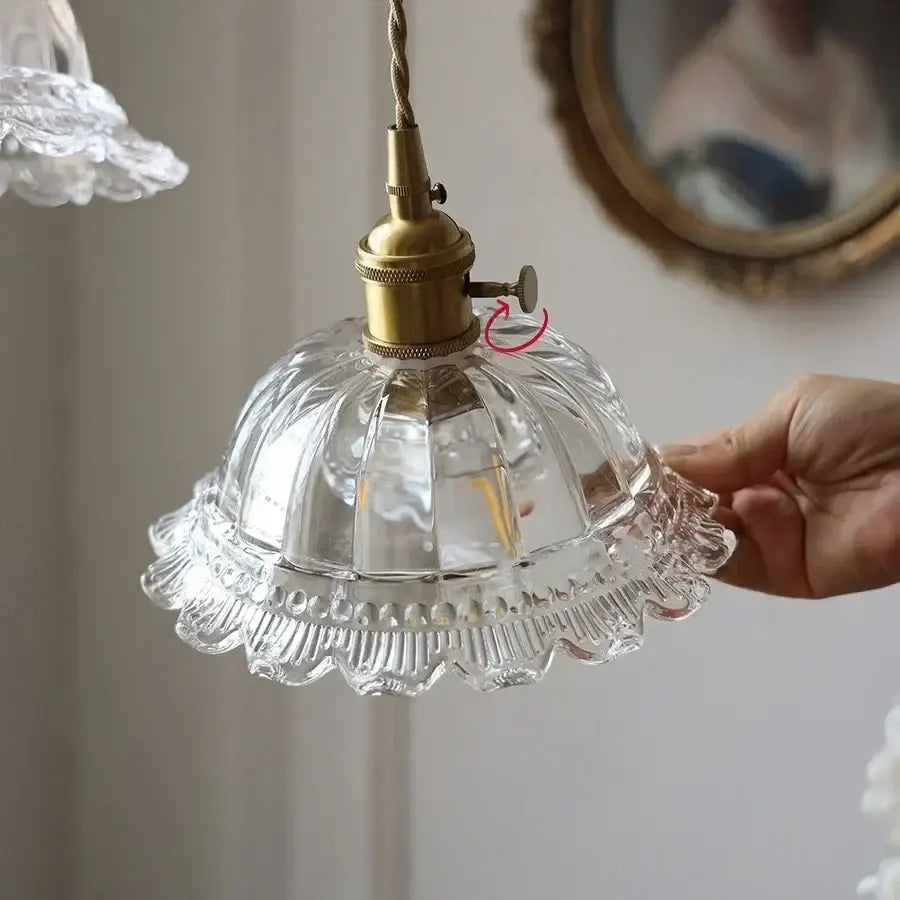 Walnut Glass Pendant Light with 3-Head Canopy