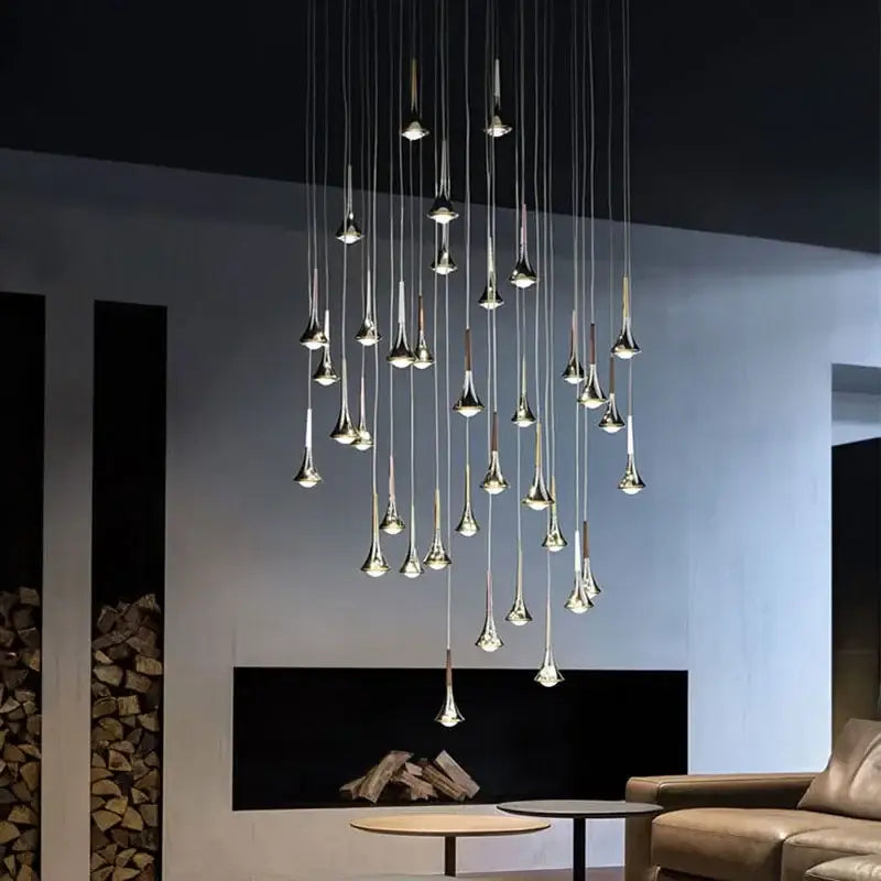 Chrome Wood Chandelier