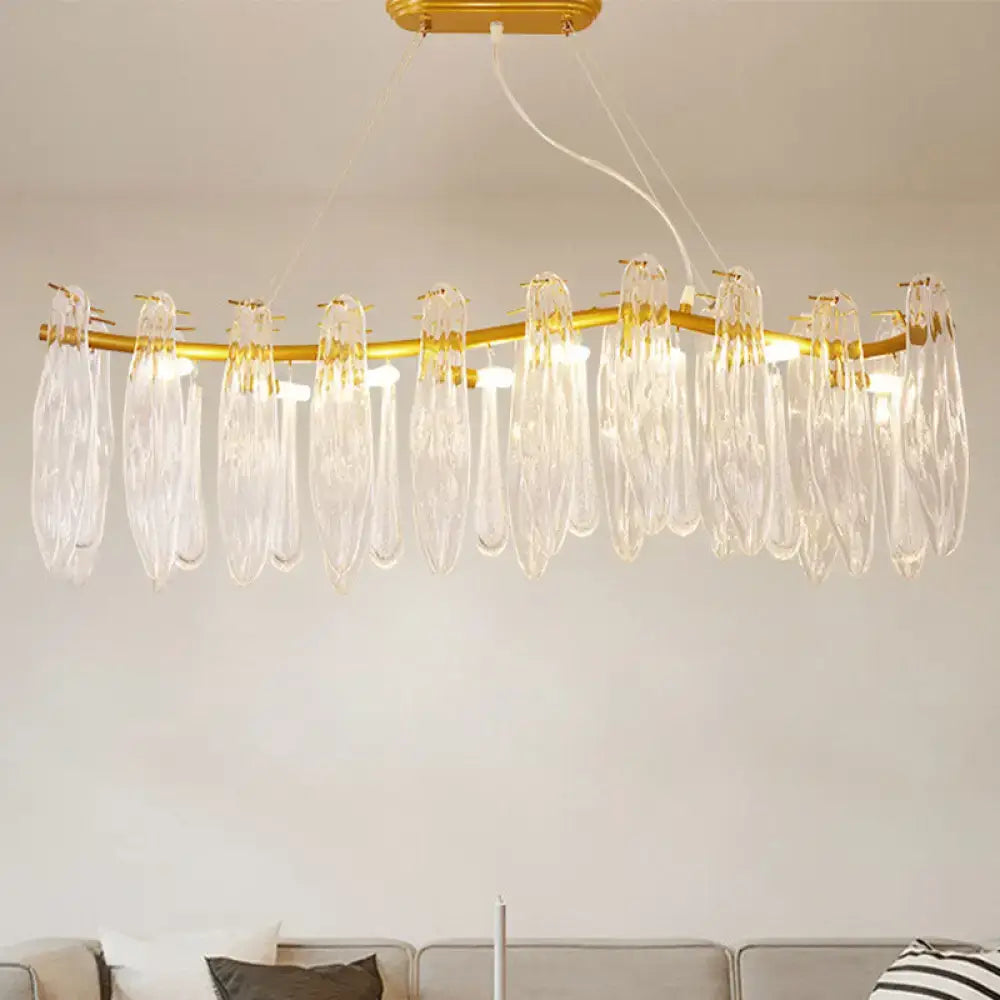 Gold Crystal Island Lamp Clear K9 Linear