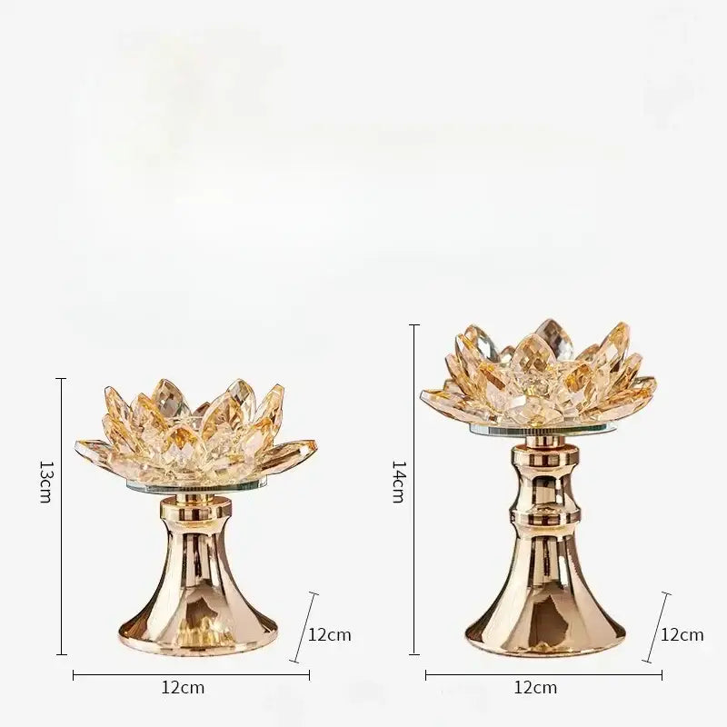Golden Crystal Lotus Candle Holder