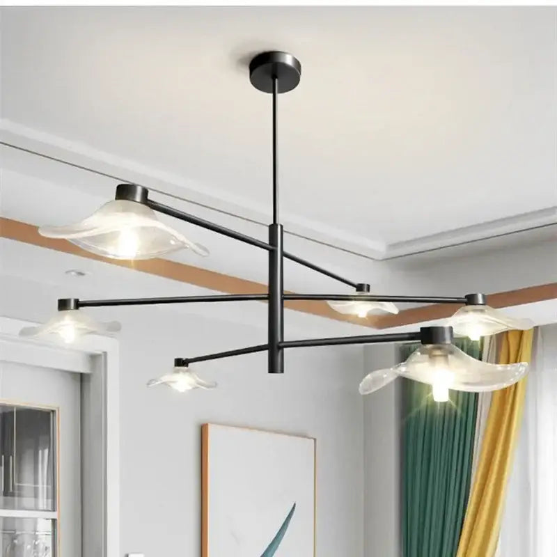 Black Lotus Glass Chandelier
