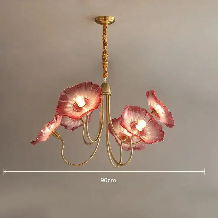 Pink Lotus Glass Chandelier