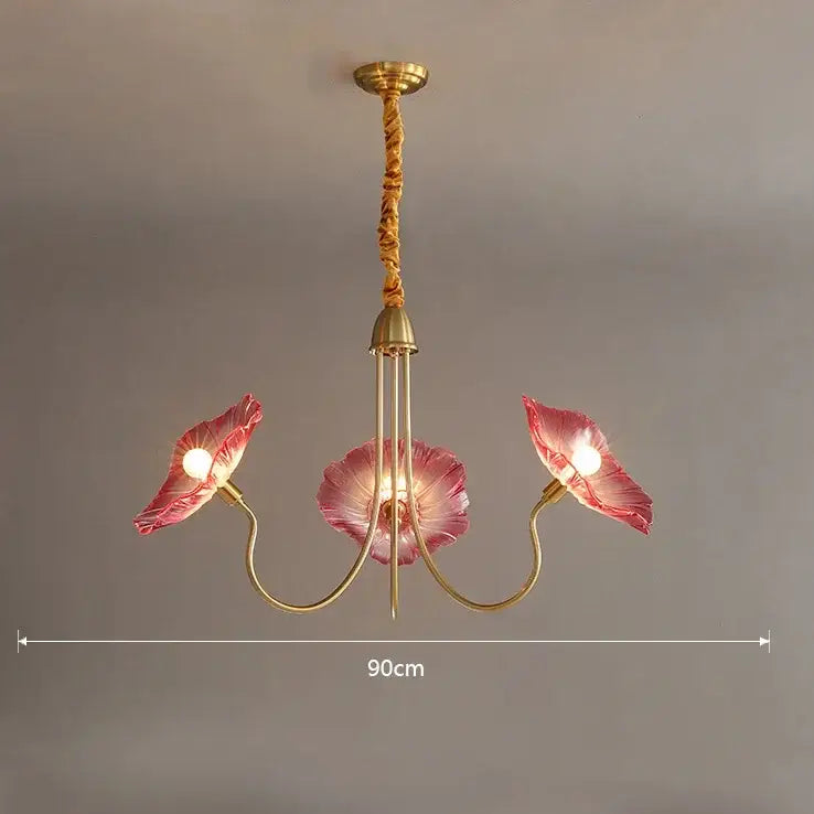 Pink Lotus Glass Chandelier