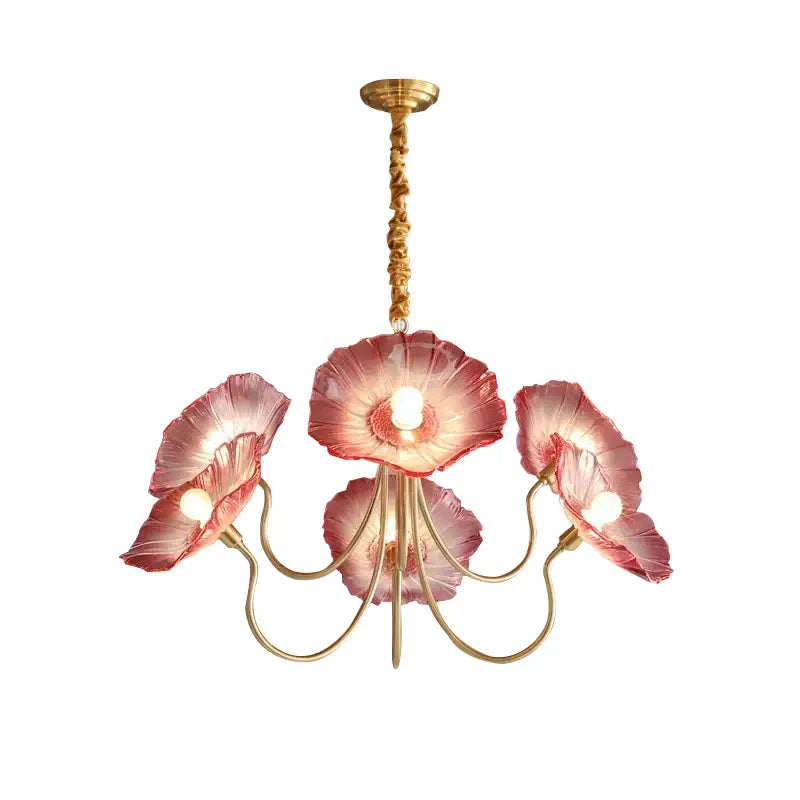 Pink Lotus Glass Chandelier