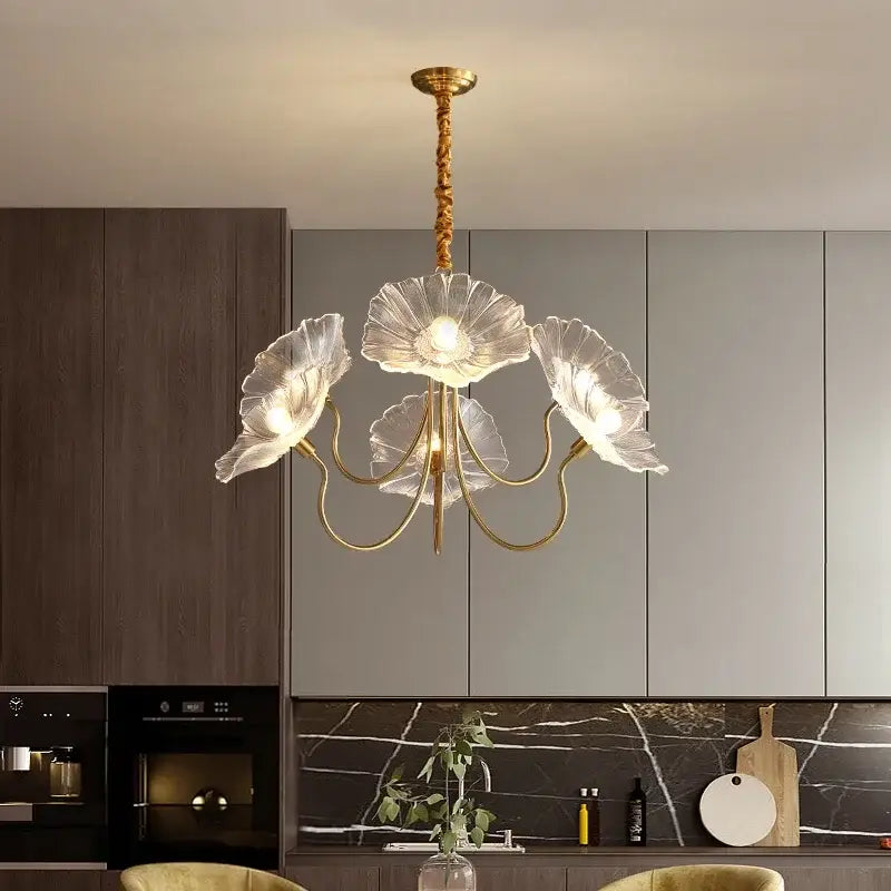 Pink Lotus Glass Chandelier