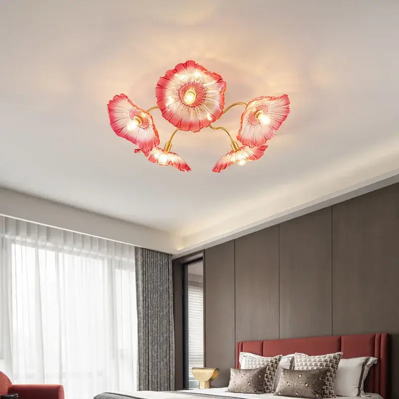 Pink Lotus Glass Chandelier