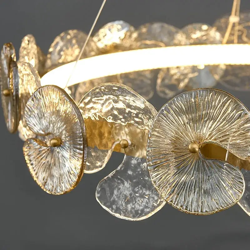 Gold Lotus LED Chandelier 80cm Remote Dim