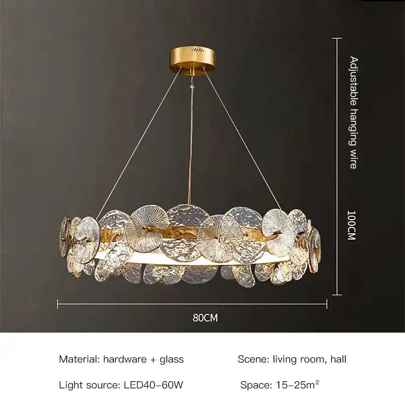 Gold Lotus LED Chandelier 80cm Remote Dim