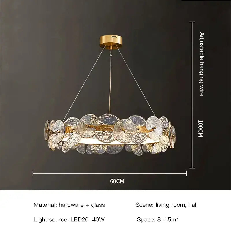 Gold Lotus LED Chandelier 80cm Remote Dim