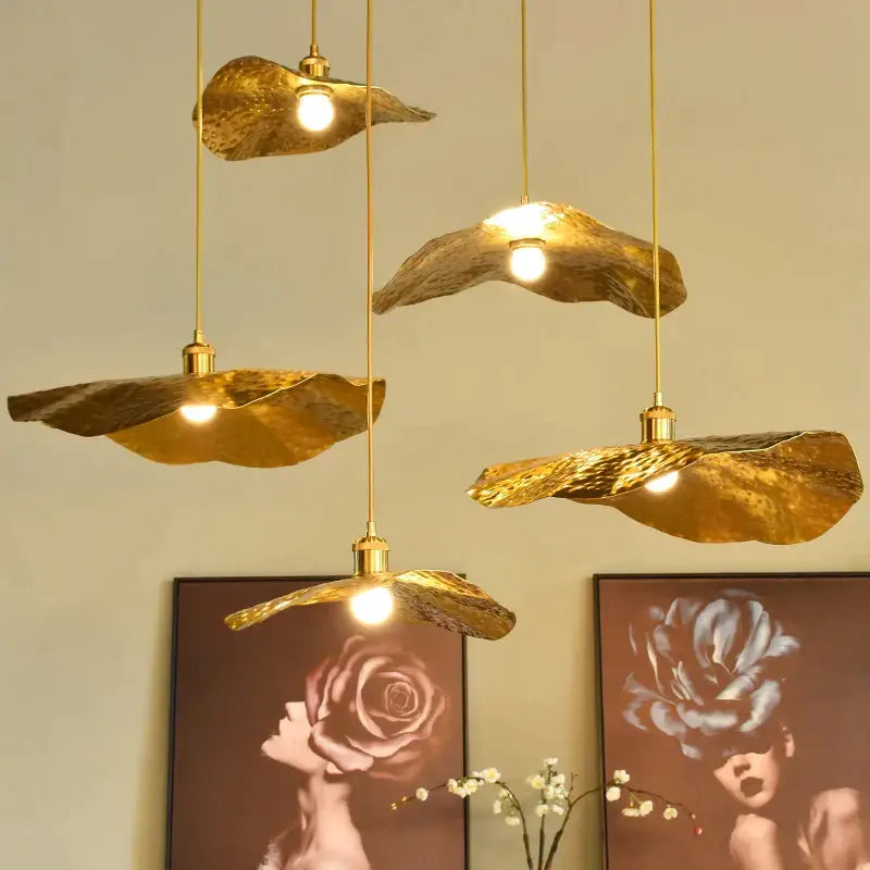Gold Lotus Pendant Light Industrial Cafe