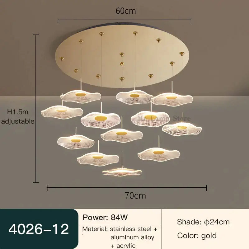 White Lotus Chandelier Spiral 40-Head
