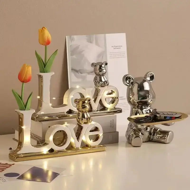 Silver Metallic Love Bear