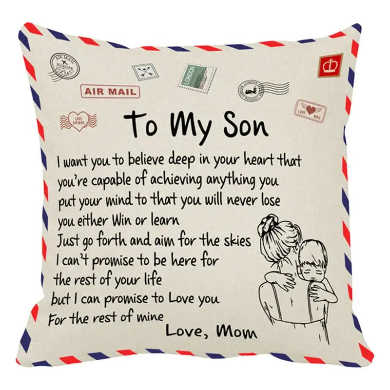 Beige Red Cushion Cover