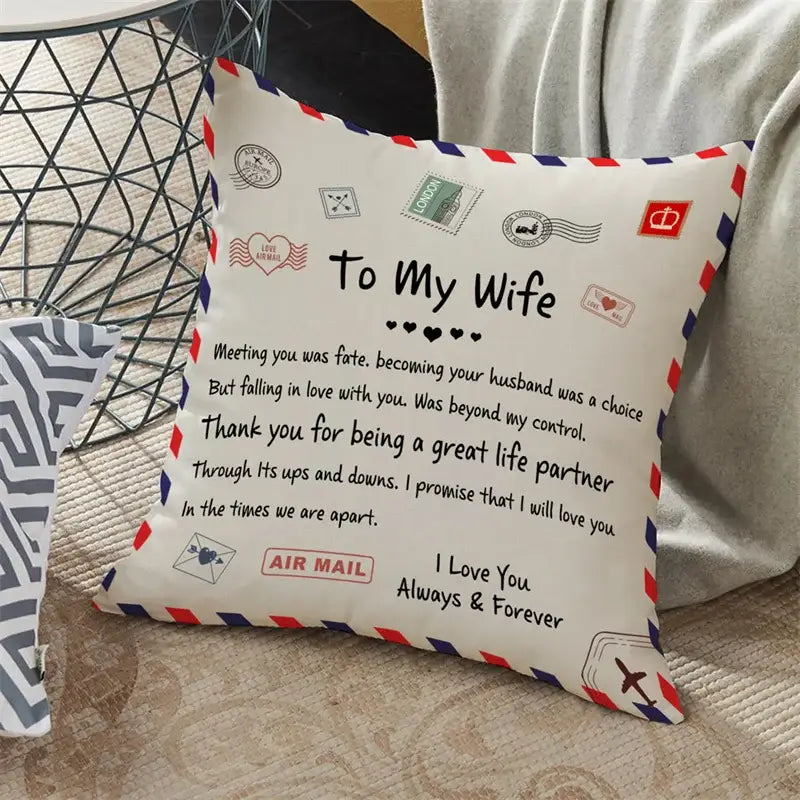 Beige Red Cushion Cover