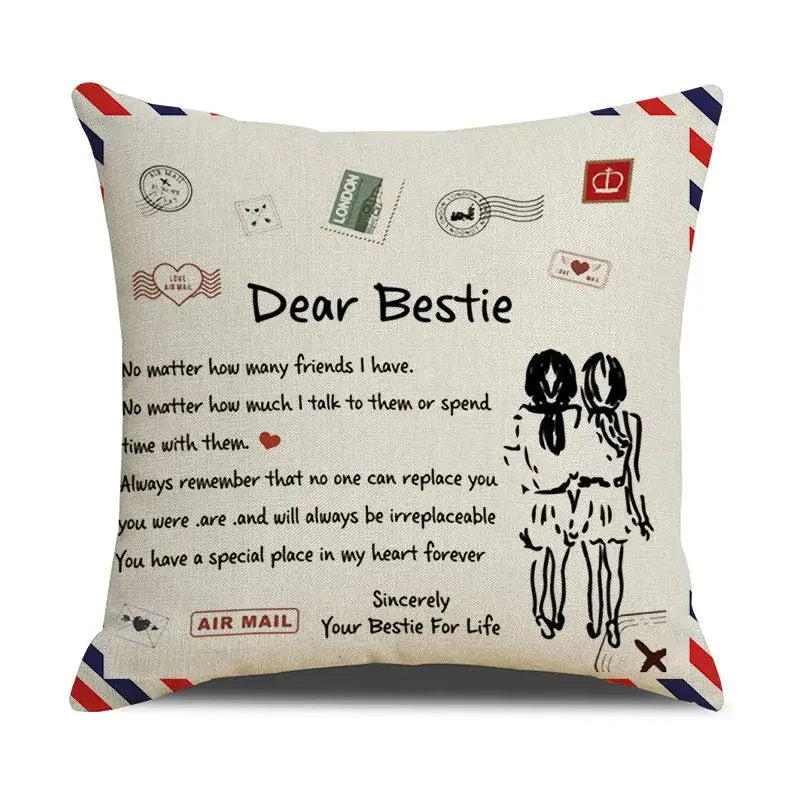 Beige Red Cushion Cover